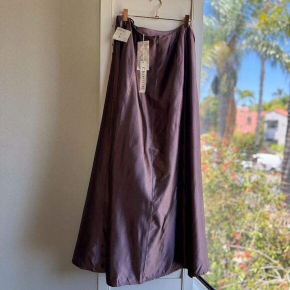 Vintage 90s Crimson by Lawrence Kurtz Taffeta Maxi Ball Skirt & Beaded Belt NWT - Picture 8 of 14